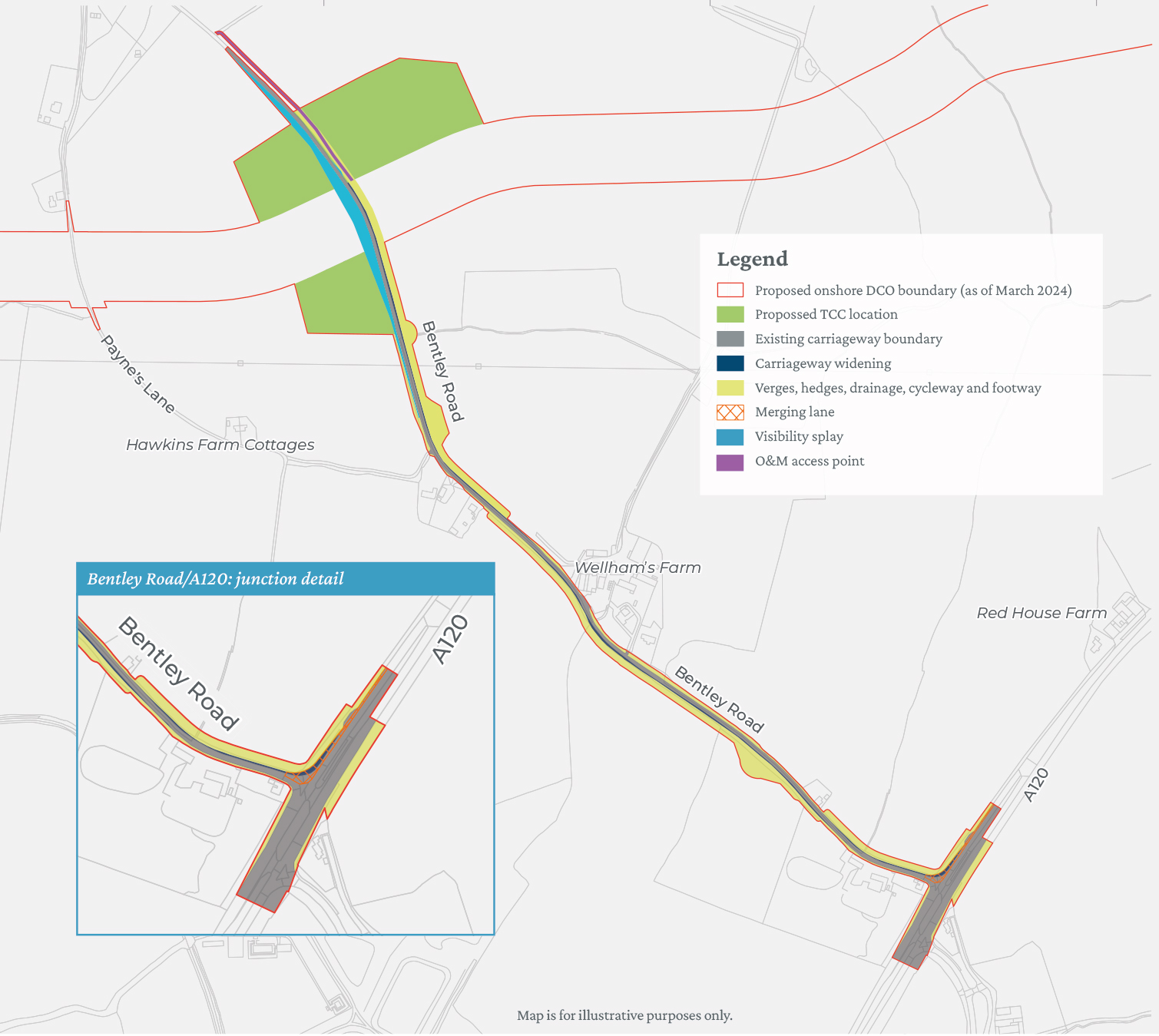 Proposed improvements to Bentley Road: overview map.